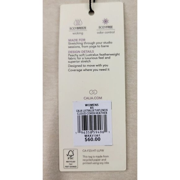 Calia Womens XS Lustralux Turtleneck Cloud Cover Heather Long Sleeve Peachy Soft - Picture 5 of 9